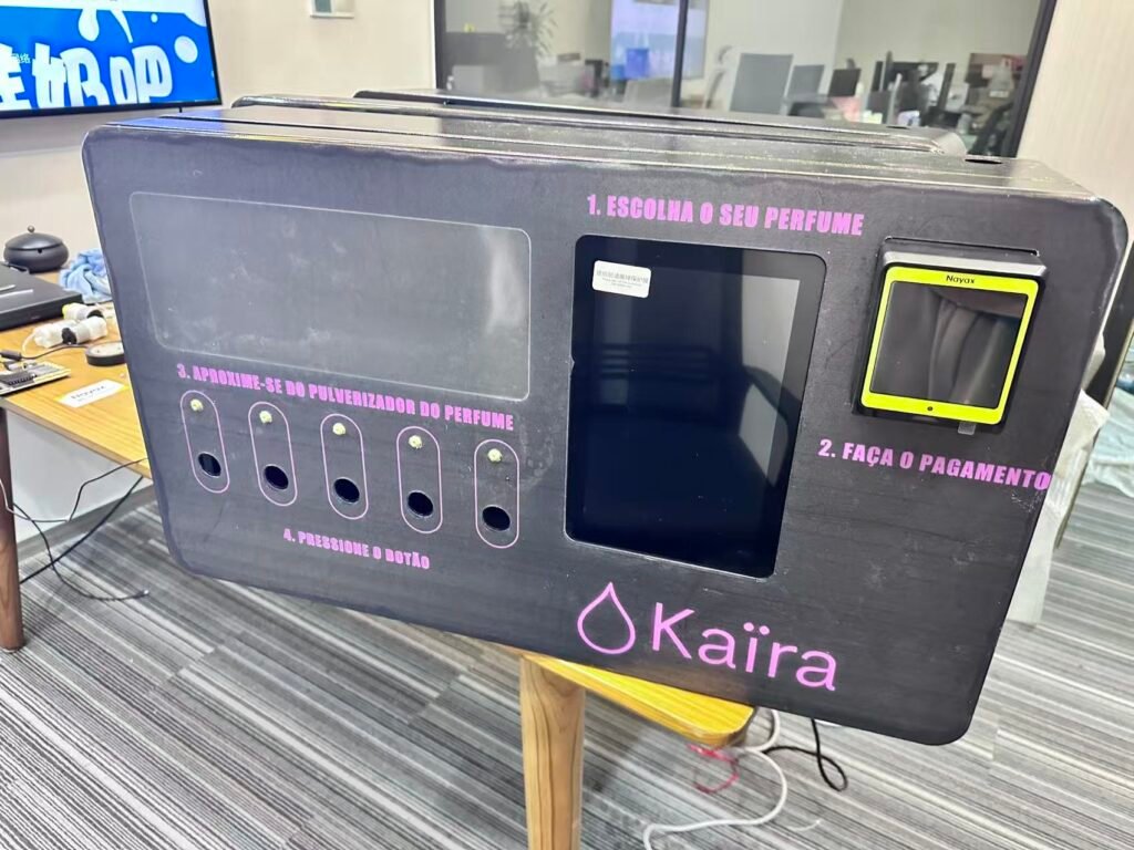  custom perfume vending machine with customer logo and brand colors