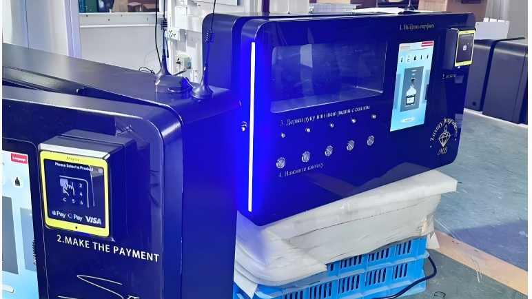perfume vending machine with led strip lights