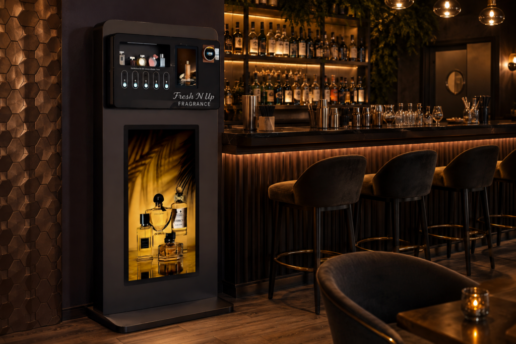 Stand-Alone Perfume Vending Machine Works in a Bar