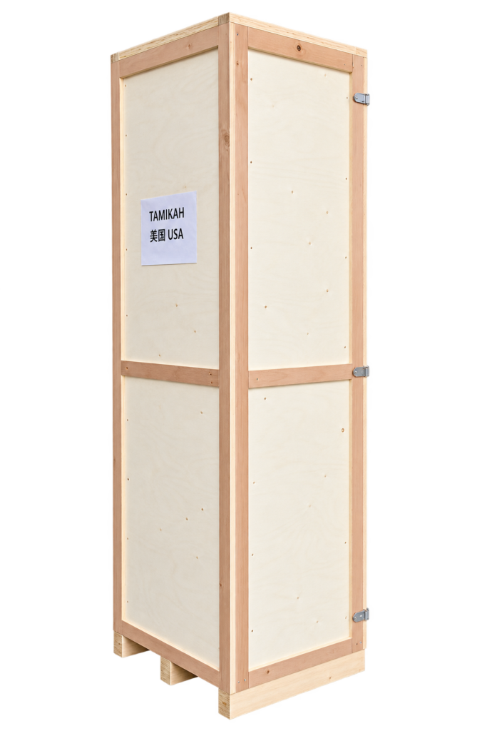 Export wooden crate packaging for a perfume vending machine。